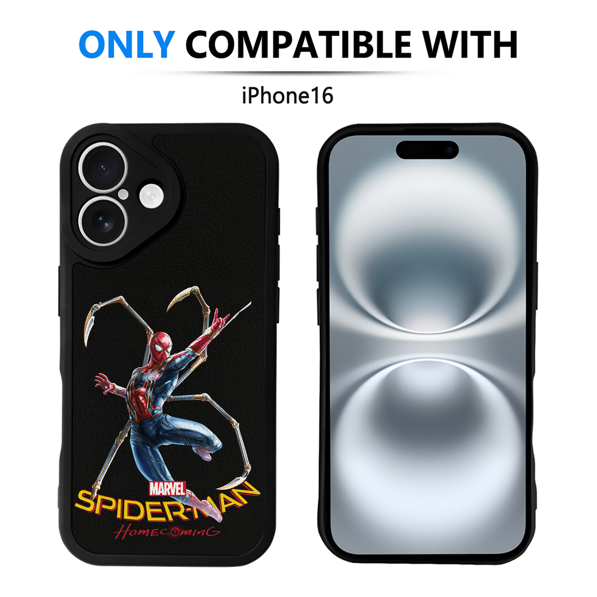 （画像用） Spider Man スパイダーマン 【iPhone 16シリーズ対応】シリコンスマホケース（レザー調） 材質：シリコン